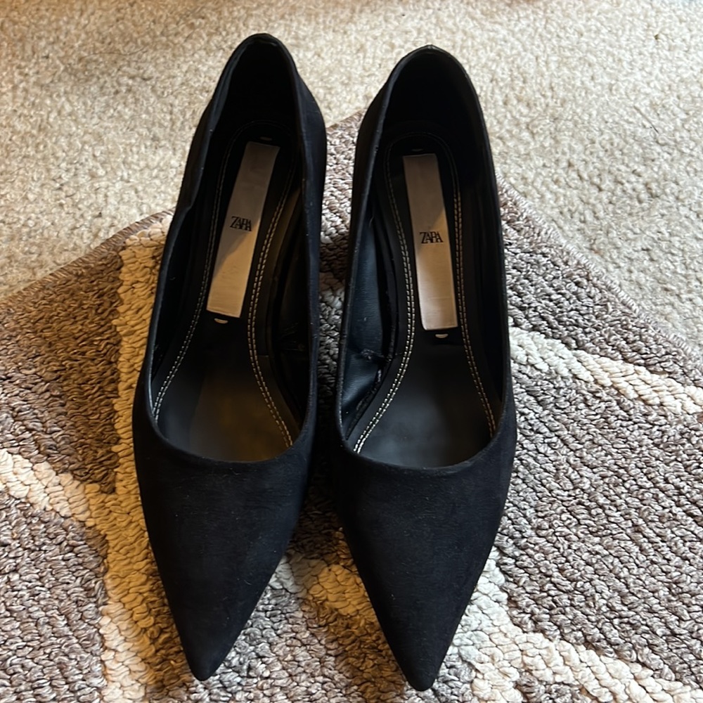 Zara Faux Suede & Marble Heels